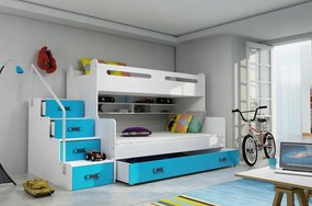 Interbeds MAX 3 poschodová posteľ 200x120 + matrace modro-biela 2025