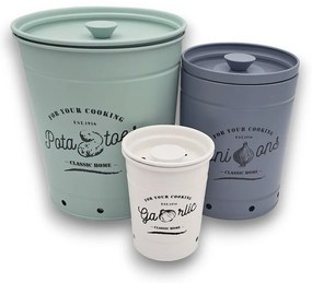 Zeller Present 2. akosť - Plechová dóza na cesnak, s vetraním, biela RETRO