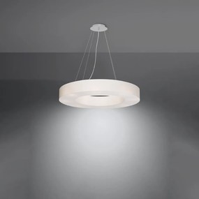Závesné svietidlo Saturno Slim, 1x biele textilné tienidlo, (biely plast), (fi 70 cm)