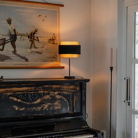 Moderná stolná lampa čierna so zlatom - Elif