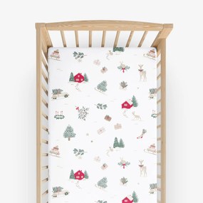 Goldea vianočná bavlnená napínacia plachta do detskej postieľky - tradičné vianoce 60 x 120 cm
