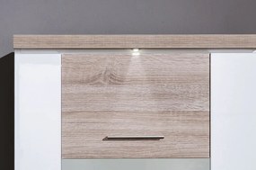 Obývacia stena Caracas Media, dub/biely lesk, s osvetlením