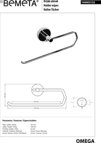 Bemeta Design OMEGA: Držiak kuchynských utierok - 146403152