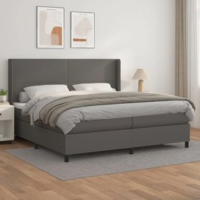Boxspring posteľ s matracom sivá 200x200 cm umelá koža 3132403