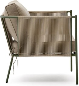 Zelené/béžové kovové záhradné kreslo Zivia – Kave Home