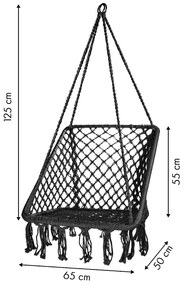 MODERNHOME Závesné hojdacie záhradné kreslo s operadlom