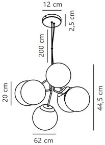 Nordlux - Luster na lanku IVONA 6xE27/28W/230V čierna