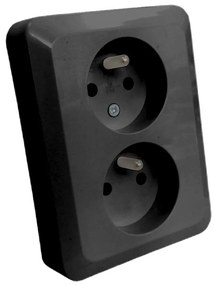 Dvojitá zásuvka česká Z/U SILVA black 46139