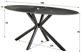 Jedálenský stôl 45-30 Ovál 180x90cm Ceramic Natural Black  - Komfort-nábytok