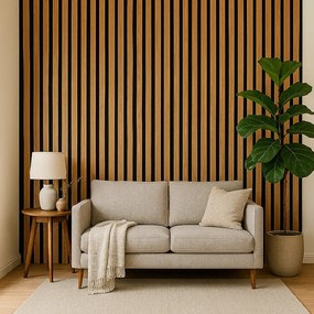 3D Drevené lamely na stenu na filci 255x46cm - DUB SLNEČNÝ
