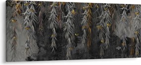 Obraz - Vŕbové vetvičky v čiernom pozadí (120x50 cm)