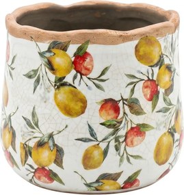 Dekoratívny keramický obal na kvetináč s citrónmi Lemon Grove M - Ø 14*12 cm
