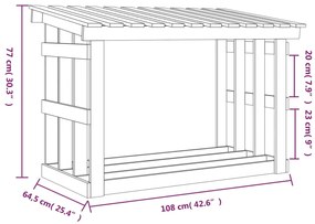 Stojan na palivové drevo biely 108x64,5x77 cm masívna borovica