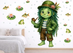 Vodník textilní prelepiteľná nálepka na stenu hárok 48 x 75 cm