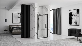 Rea Rapid Swing, 1-krídlové sprchové dvere 90 x 195 cm, 6mm číre sklo, čierny profil, REA-K6409
