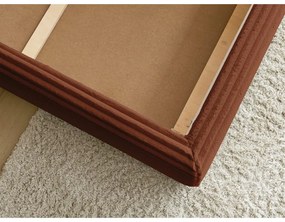 Čalúnená dvojlôžková posteľ v tehlovej farbe s úložným priestorom a roštom 160x200 cm Jade – Bobochic Paris