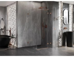 Mexen Lunar T, výklopný sprchový kút pravý 120 x 120 cm, 8mm číre sklo, profil medená matná, 834T-120-120-65-00-P