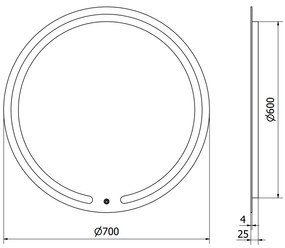 Mexen Rose, LED kúpeľňové zrkadlo s podsvietením 70x70 cm, 6000K, ochrana proti zahmlievaniu, 9810-070-070-611-00
