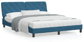 Rám postele s LED svetlami modrý 160x200 cm zamat 3213865