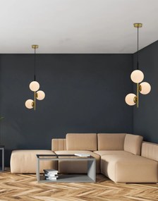 Závesná lampa 3 Duo gule čierna matná/zlatá