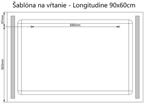 LED zrkadlo Longitudine 90x60cm studená biela - dotykový spínač