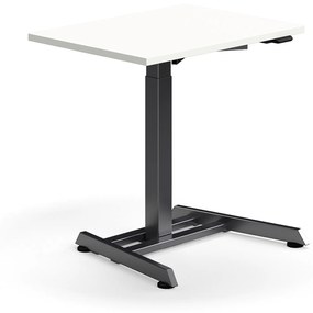 Výškovo nastaviteľný stôl QBUS, s centrálnou nohou, 800x600 mm, čierny rám, biela