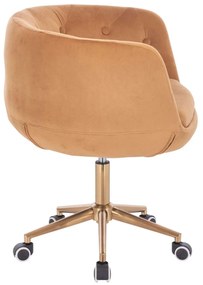 LuxuryForm DESIGN Kreslo MONTANA VELUR na zlaté podstave s kolieskami - hnedé