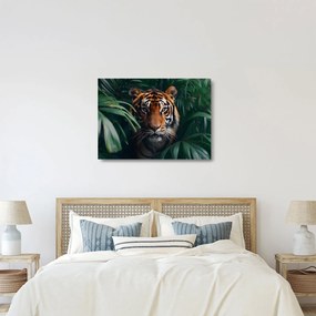 Sklenený obraz - Portrét tigra v džungli (70x50 cm)