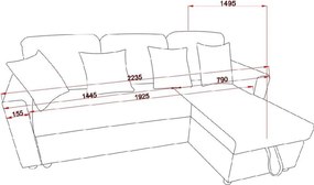 Rozkladacia rohová súprava KIMBERLAND s úložným priestorom