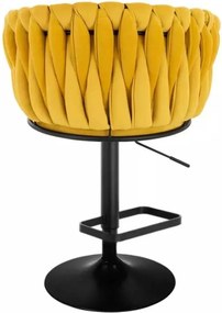 LuxuryForm DESIGN Barová stolička NORDEN VELUR na čiernom tanieri - žltá