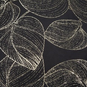 Zamatový stredový obrus s lesklou čiernou potlačou listov