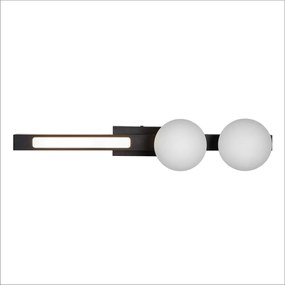 Nástenné svietidlo Magnet2, 2x biele sklenené tienidlo + 1x LED 13W, b