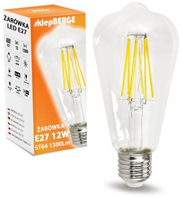 BERGE LED žiarovka E27 ST64 12W neutrálna biela