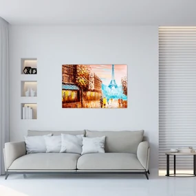 Obraz - Daždivého počasia a Eiffelovej veže (90x60 cm)