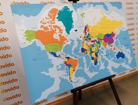 Obraz farebná mapa sveta - 90x60