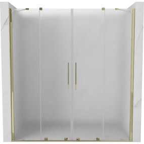 Mexen Velar Duo, posuvné sprchové dvere do otvoru 180 cm, 8mm sklo námraza, zlatá lesklá, 871-180-000-32-50