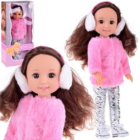 JOKOMISIADA Rozkošná bábika 38 cm Ružová kožušina a ušianky Zimné oblečenie ZA4767