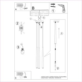 Sollux SL.1463 - Luster na lanku BLISS 3xG9/8W/230V čierna