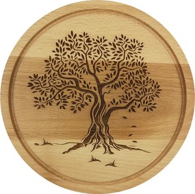 AMADEA Drevená servírovacia doštička - podnos strom, masívne drevo, 30 cm