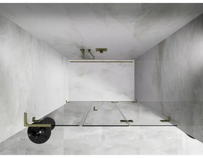 Mexen Lunar-F, L pravé sklápacie sprchové dvere 120 cm, 8mm číre sklo, zlatý matný profil, 836SL-120-050-55-00-P