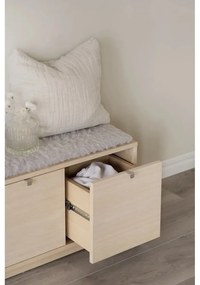 Skrinka na topánky v dekore duba s lavicou v šedo-prírodnej farbe Confetti – Rowico