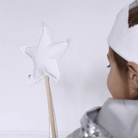 Ľanová kúzelná palička biela so striebrom