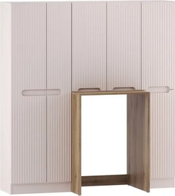 Koupelnová sestava nad pračku Nova Cashmere s košem na prádlo kašmírová/dub coast evoke