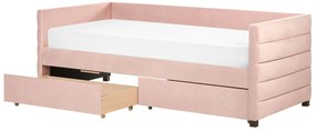 Zamatová posteľ 90 x 200 cm ružová MARRAY Beliani