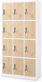Šatňová skrinka s 12 priehradkami, biela/dub Sonoma, 900x1850x400 mm: MARCIN Eco Design