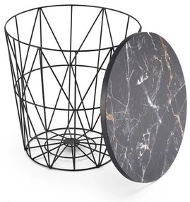 Konferenčný stolík HARISSA 41x42 cm čierna/čierny dekor mramoru