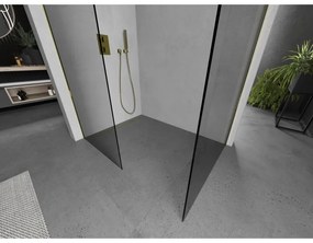 Mexen Kioto, 2-stenová sprchová zástena Walk-In 90 x 90 cm, 8mm číre sklo, zlatý lesklý profil,800-090-202-50-00-090