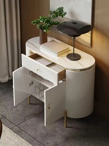 KOMODA GASTON S ZLATÉ NOHY + BIELA + SYNTETICKÝ MRAMOR 100 cm