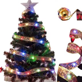 KIK KX5251 Vianočná stuha zlatá 100 LED, 10 m multicolor