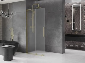 Mexen Velar L, posuvná sprchová zástena Walk-in 100 x 200 cm, 8mm sklo námraza, zlatá matná, 871-100-003-33-55